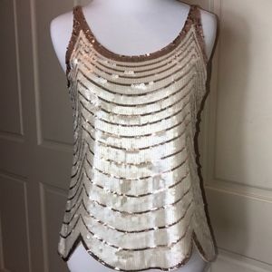 BCBG white and rose gold sleeveless top - xs